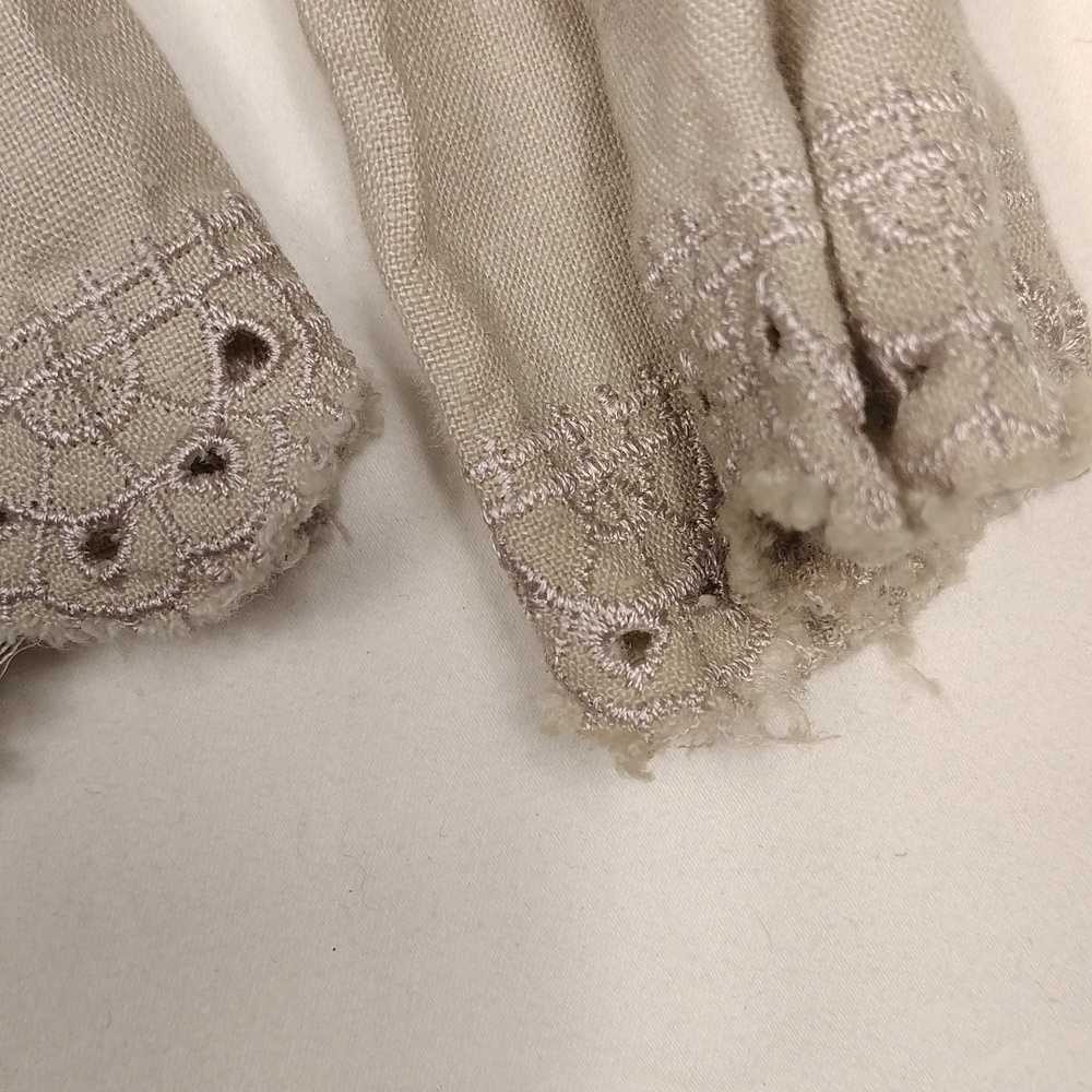 Outfit JPR Beige Eyelet Button-Up  Pure Linen Blouse Size Large - Picture 5 of 11